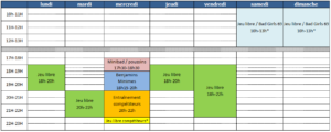 Horaires réguliers CB69 saison 2018-2019
